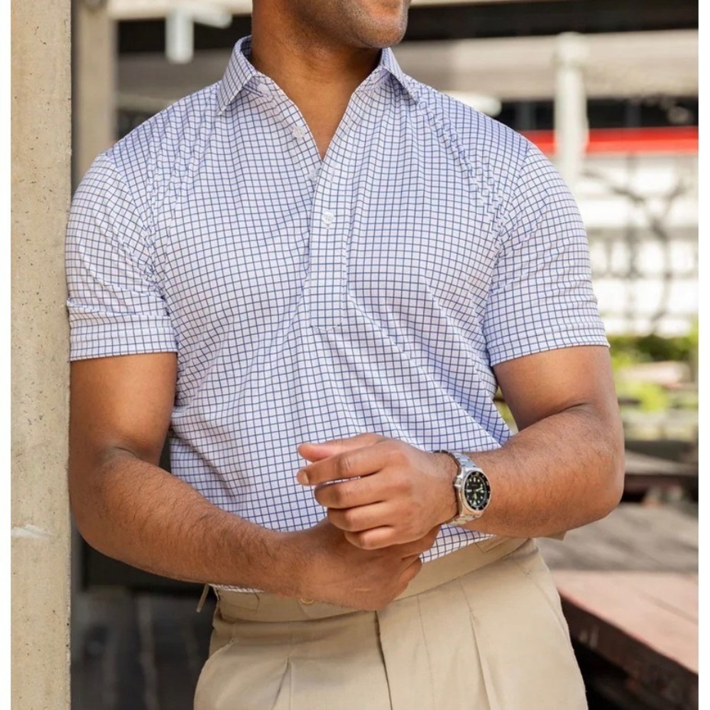 NWOT Collars & Co Semi-Spread Collar Polo Blue Corsica Size Medium Men